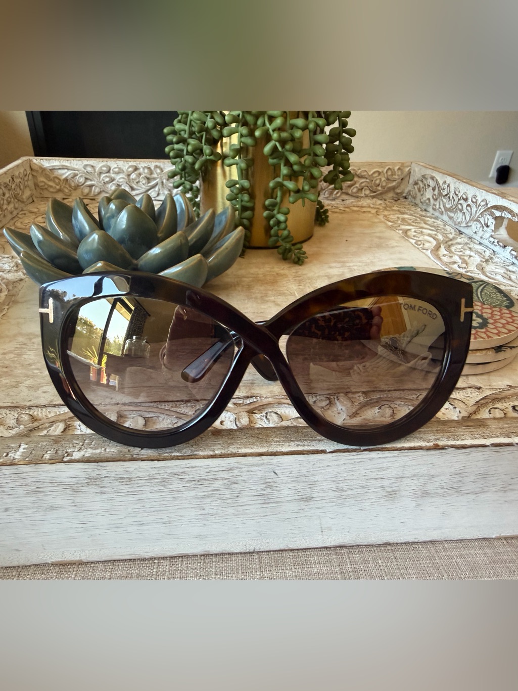 Tom Ford Women's Tortoiseshell Cat-Eye Sunglasses - Dark Brown Gradient